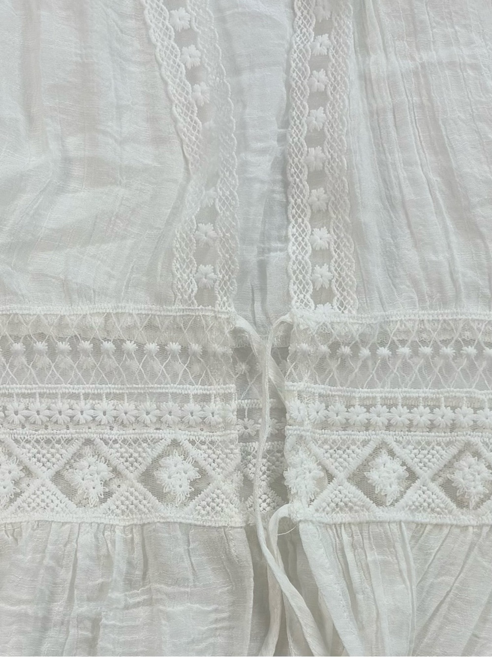 REBELLION White Lace Crochet Beach Cover Up Kimono Duster Tie Front - Picture 8 of 10